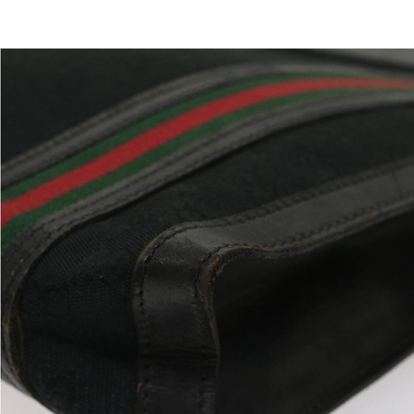 GUCCI GG CANVAS WEB SHERRY LINE TOTE PREOWNED Black/Red/Green - Picture 9 of 15